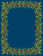 Green Leaf Red Berry Border Rug