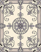 Vintage Floral Scrollwork Design Rug