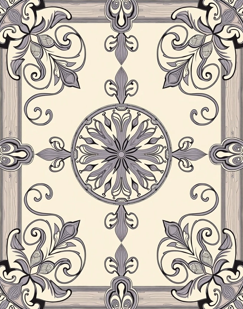 Vintage Floral Scrollwork Design Rug