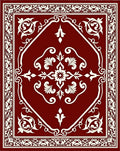 Cardinal Red Floral Scrollwork Rug