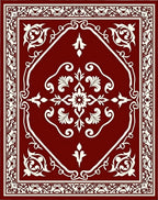 Cardinal Red Floral Scrollwork Rug