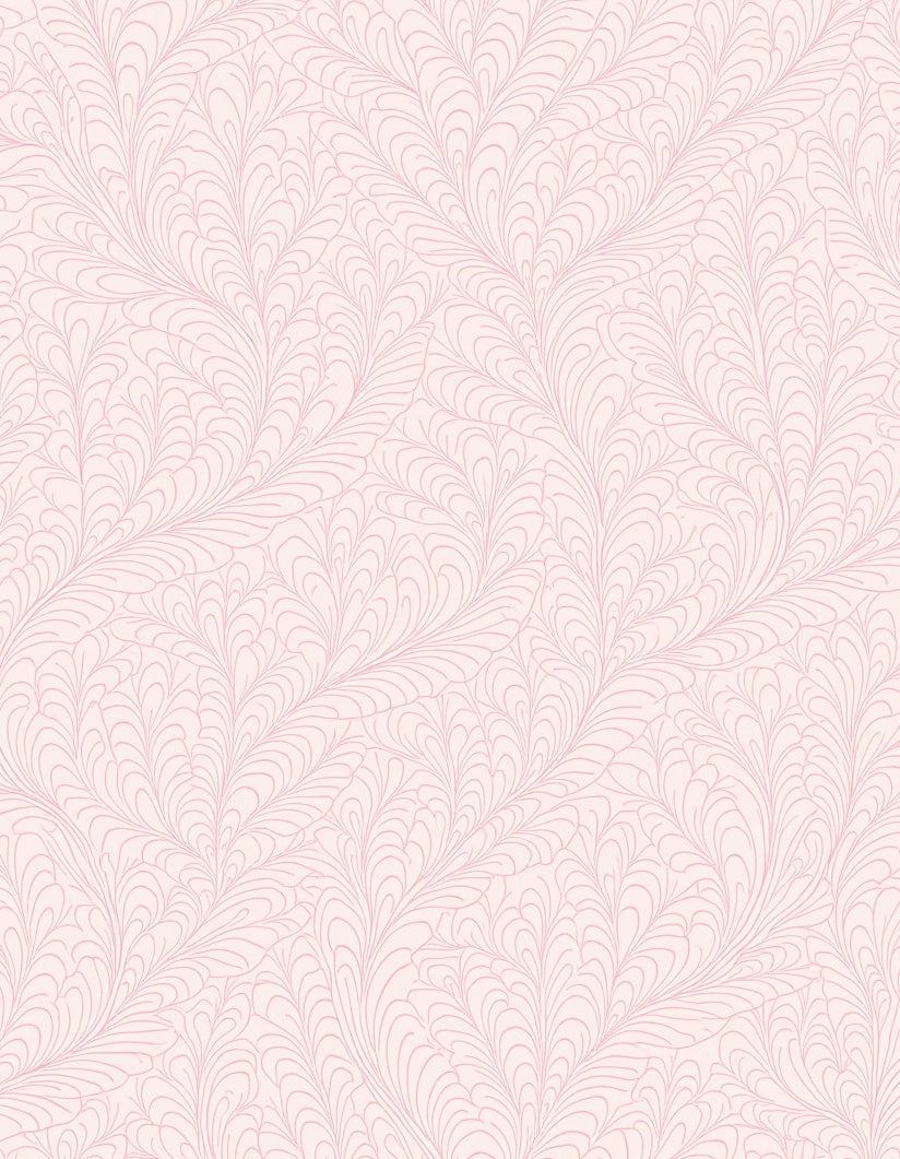 Soft Pink Feathered Vine Pattern Rug