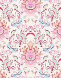 Pastel Floral Scrollwork Pattern Rug
