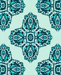 Teal Floral Medallion Pattern Rug