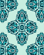 Teal Floral Medallion Pattern Rug