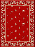 Crimson Bow Snowflake Border Rug