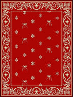 Crimson Bow Snowflake Border Rug