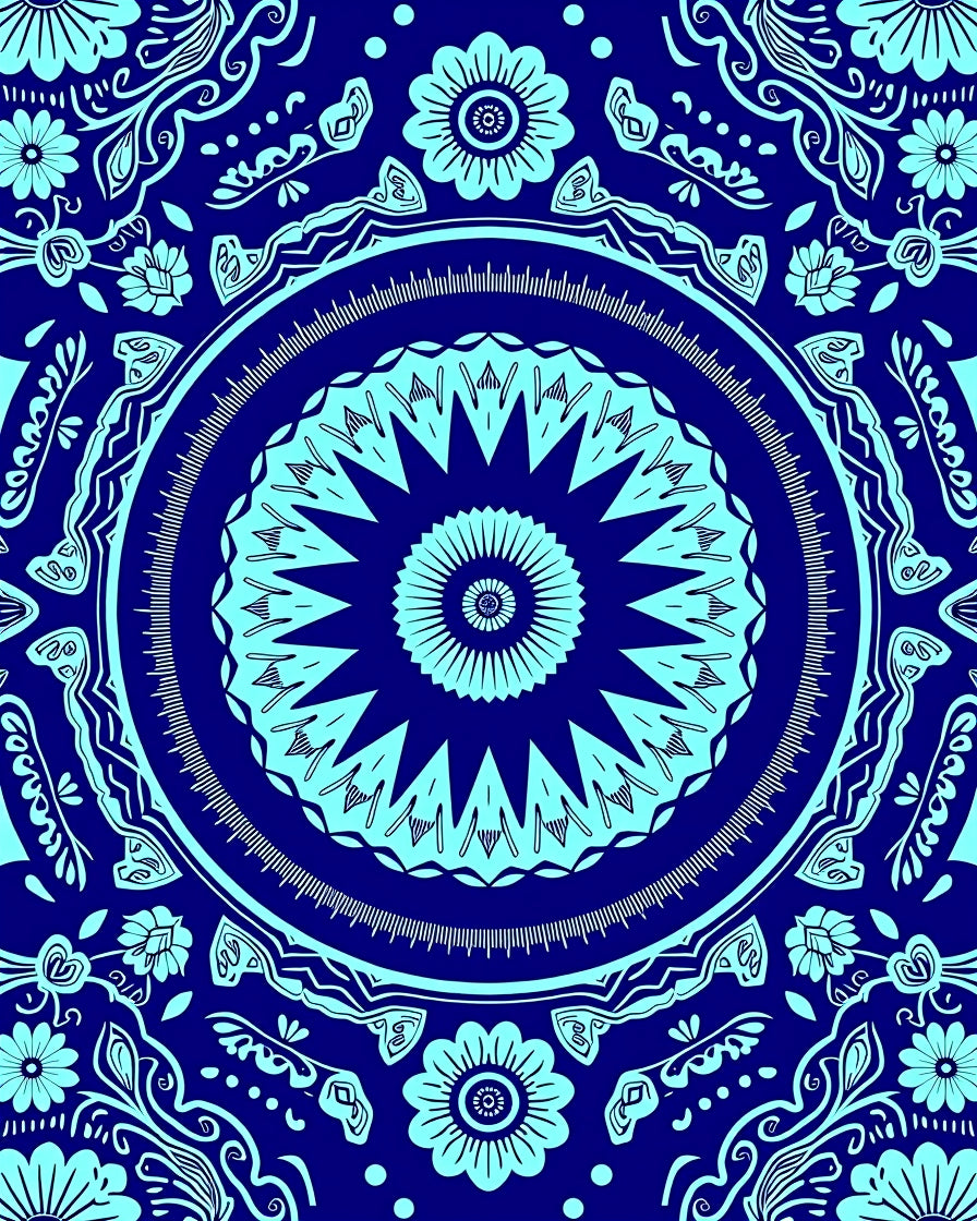Intricate Starburst Floral Mandala Rug