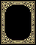 Elegant Golden Floral Scrollwork Frame Rug