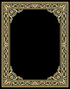 Elegant Golden Floral Scrollwork Frame Rug