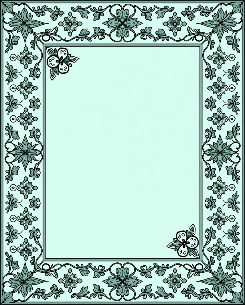 Decorative Floral Border Pattern Rug