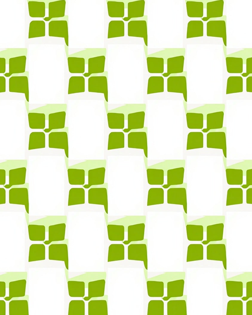 Geometric Checkerboard Green White Pattern Rug