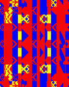 Abstract Geometric Red Blue Yellow Pattern Rug