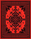 Bold Red Black Floral Art Deco Rug