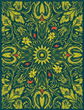 Floral Swirls Yellow Teal Rug