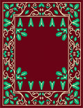 Crimson Emerald Floral Vine Border Rug