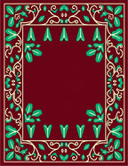 Crimson Emerald Floral Vine Border Rug