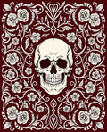 Dark Red Skull Rose Garland Rug