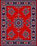 Red Sunburst Patterned Decorative Rug