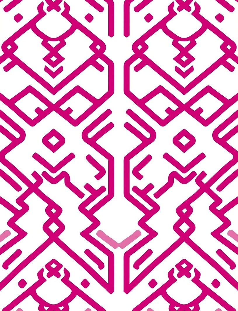 Bold Pink Geometric Abstract Design Rug