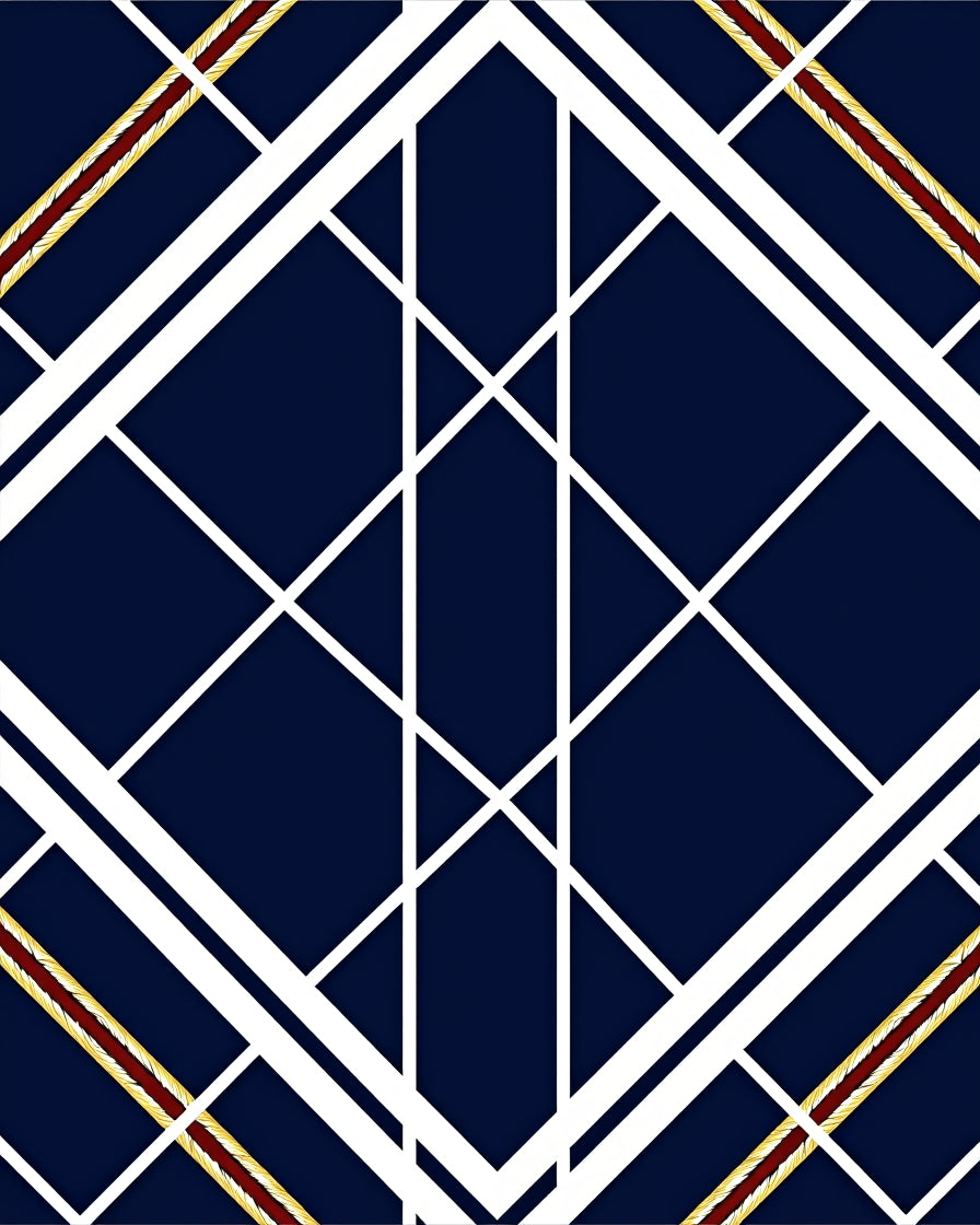 Bold Geometric White Navy Lines Rug