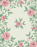 Pink Rose Vine Floral Pattern Rug