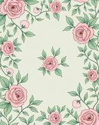 Pink Rose Vine Floral Pattern Rug
