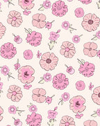 Pink Flower Pattern with Outline Rug