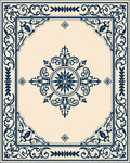 Classic Blue Floral Medallion Ornamental Rug