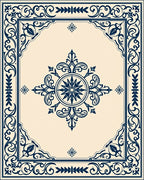 Classic Blue Floral Medallion Ornamental Rug