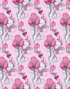 Pink Botanical Vine Repeat Pattern Rug