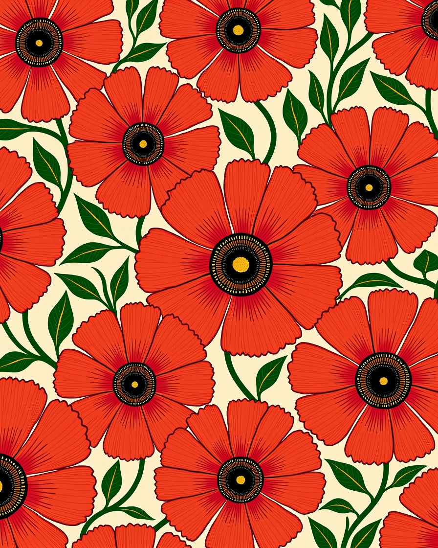 Bold Red Floral Pattern Design Rug