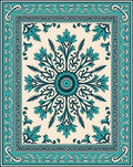 Teal Floral Medallion Bordered Rug