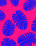 Bold Blue Leaf Pattern Rug