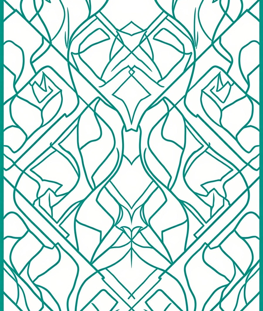 Abstract Teal Intertwined Geometric Design Rug