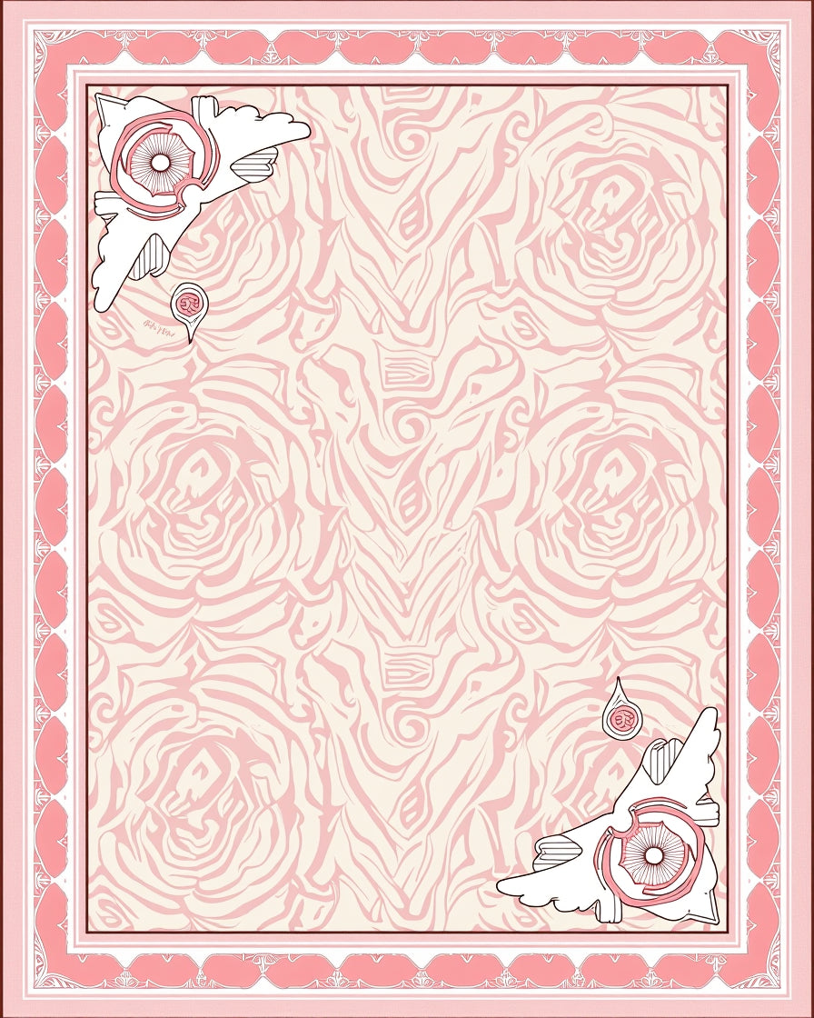 Delicate Pink Floral Swirl Pattern Rug