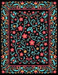 Vibrant Floral Vines Border Pattern Rug