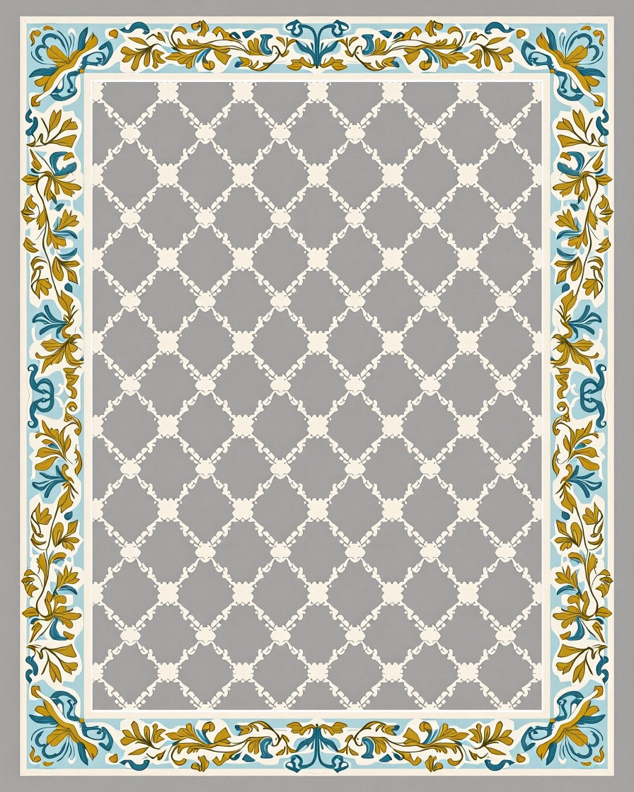 Ornate Floral Lattice Patterned Rug