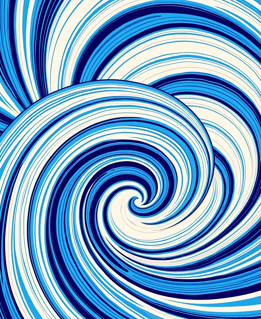 Blue Swirl And Curve Abstract Pattern Rug