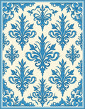 Elegant Blue Floral Damask Pattern Rug