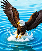 Majestic Eagle Diving Into Water Rug