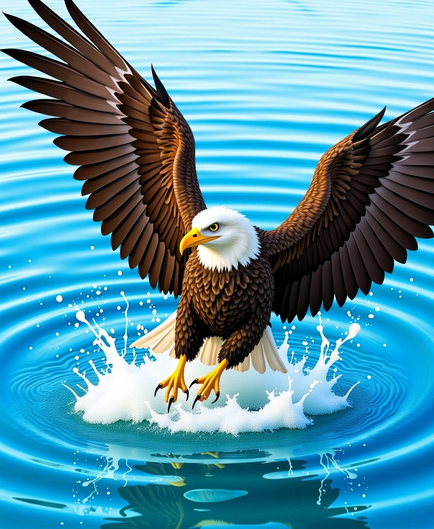 Majestic Eagle Diving Into Water Rug