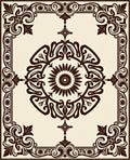 Brown Floral Scroll Frame Rug