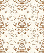 Antique Brown Floral Damask Design Rug