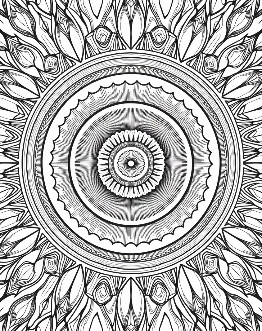 Intricate Radial Floral Mandala Design Rug