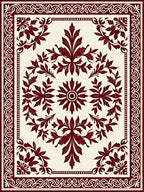 Ornate Floral Vine Mandala Border Rug