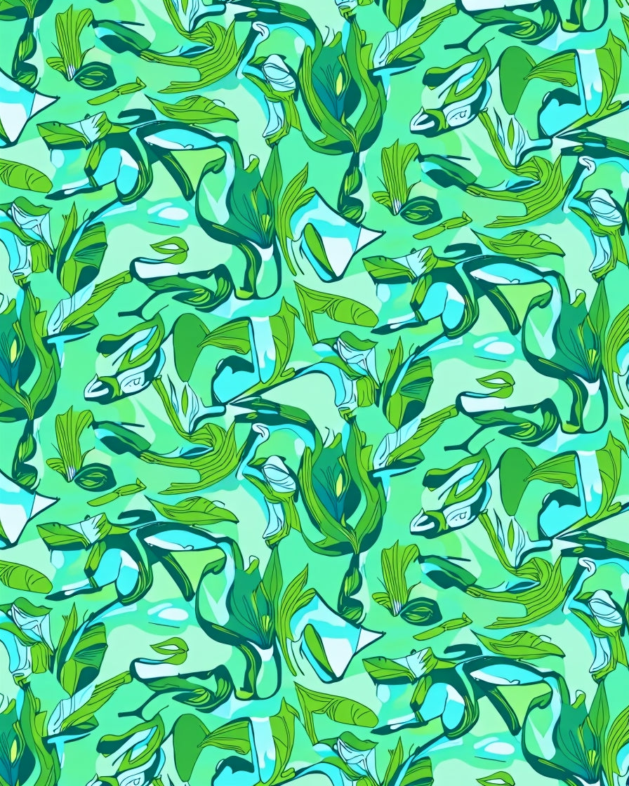 Nature Inspired Green Blue Abstract Rug