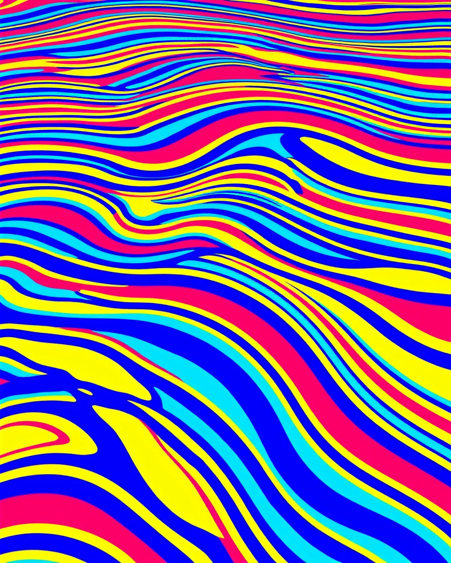 Vibrant Wavy Multi-Color Stripe Rug
