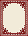 Crimson Intricate Scroll Border Design Rug