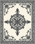 Ornate Scroll Floral Medallion Design Rug
